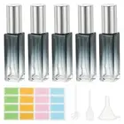 5Pcs 10ml Travel Perfume Bottle with 3 Pcs Refill Tool, Labels,Light Blue/Silver