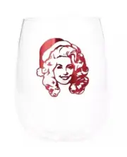 Set Of 2 Dolly Parton Christmas Holiday Stemless Acrylic Wine Glasses 4.25" 2024