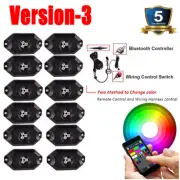 12 Pods RGB LED Rock Lights Offroad Music Wireless Bluetooth Control Truck Boat