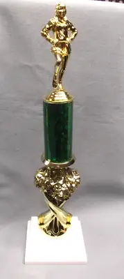 CHEERLEADING trophy green award pompom riser weighted white base
