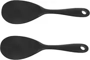 Anneome 2pcs Ergonomic Silicone Rice Serving Spoon Nonstick Kitchen Utensils for Serving Rice Soups Salads Safe Versatile Large Spoon Design Black