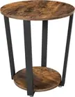 VASAGLE Round End Table with Storage Shelf, Side Tray for Small Rustic Brown