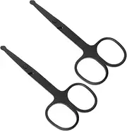 LIFKOME 2Pcs Head Scissors for Facial Hair Eyebrow Beard and Nose Hair Trimming Portable Scissors Safe for Beginners Practical Beauty Tool