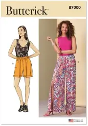 BUTTERICK SEWING PATTERN 7000 MISSES 8-16 EASY WRAP EFFECT WIDE LEG PANTS SHORTS