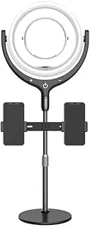 12 Inch Desktop Fill Ring Light Kit Set 3300K-6000K Adjustable Portable for Selfie P graphy Live Streaming Makeup YouTube Video Phone Computer with Mirror 40cm scopic Rod Phone Clip Round Black 2