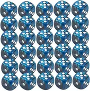 30PCS 6-Sided Dice Set 0.5'' Marble Blue Acrylic Casino Dice Set with White Dots Smooth Rolling 6 Sided with Rounded Corners for Table Games Casino