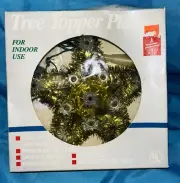 Vintage 11 Light Star Tree Topper Plaque Star Gold Tinsel Christmas New