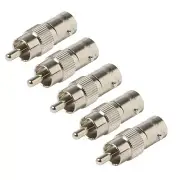 5 pack BNC female to RCA male coax connector adapters