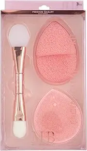 3pc Facial Cleansing Kit - Silicone Face Scrubber, Exfoliating Face Sponge, and Dual Ended Mask Applicator | Esthetician Supplies & Spa Accessories For Women