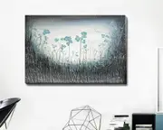 Abstract Blue Flowers Stretched Canvas Print