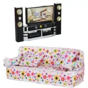 Living Room Sofa Furniture + Hi-Fi TV Theater for Barbie Doll House Living Room