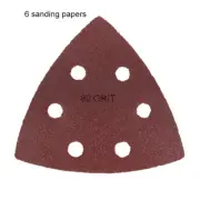 Large Triangular Size 80 Grit Hook & Loop Oscillating Sanding Sheets: 6 Pack