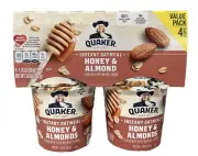 Quaker Honey & Almond Instant Oatmeal Cups 4 pk 7 oz