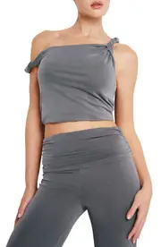 Good American Sandwash Twist Strap Crop Tank in Carbon003 at Nordstrom, Size X-Small