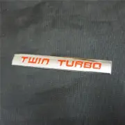 1x Chrome Silver Red TWIN TURBO Metal Sticker Decal Badge Emblem Bumper Motor V6 (for: Peugeot)