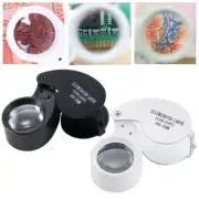 40 X Magnifying Loupe Jewelry Eye Glass Magnifier LED Light Jewelers Loop Pocket