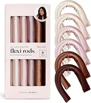 Kitsch Heatless Hair Curler - Satin Covered Flexi Rods for All Hair Types | Heatless Curlers for Long & Short Hair | Comfortable Sleep-in Hair Curlers | No Heat Curls for Natural Styling - 6 pcs