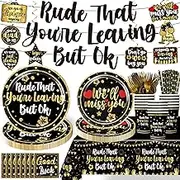 150 Pcs Rude That You Are Leaving But Ok Decorations Tableware Set, Office Going Away Party Decorations, Farewell Decorations Party, Coworker Leaving Decorations
