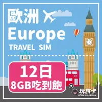 在飛比找PChome24h購物優惠-【玩旅卡】12天 歐洲&土耳其多國網卡 多電信路｜8GB高速