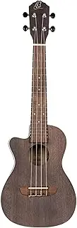 Ortega Guitars, 4-String Earth Series Concert Left-Handed Acoustic/Electric Ukulele, Transparent Black, (RUCOAL-CE-L)