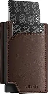 [VULKIT] Credit Card Holder with Coin Pocket Magnetic Closure Pop up Card Wallet RFID Blocking Minimalist Leather Card Case(Espresso)