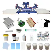 4 Color 2 Station Silk Screen Printer Press with Starter DIY Materials Kit
