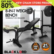 BLACK LORD Weight Bench 8in1 Press Multi-Station Fitness Home Gym Equipment