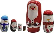 5 Pieces Christmas Matryoshka Dolls Collectible Dolls Stacking Toys Nesting Dolls Matryoshka Crafts for Home Desktop Decor