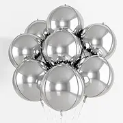 Silver Balloons 8Pcs, 22 Inch 4D Metallic Silver Foil Orb Balloons, Large Round Silver Mylar Balloons, 360 Degree 4D Sphere Ball Foil Balloons for Birthday Christmas New Year Party Decoration