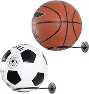 Clispeed Wall-Mounted Ball Holders Display Racks for Basketball Soccer Football Volleyball Exercise Ball Black Pack of 2