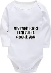 [WOOYONGING] My Mom And I Talk Shit About You Going Home Outfit Long Sleeve Baby Boy Romper Summer White Baby Onsies3-6