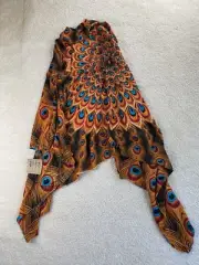Sarong & Pareo Beach Wrap Cover Up Peacock Feather Print Casual Moments NWT