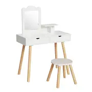 1 Set Keezi Kids Dressing Table Stool 2 in 1 Vanity Makeup Mirror Chair