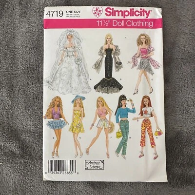 Simplicity Pattern 4719 11.5" Doll Clothes Design Your Own EASY Dress Skirt Top