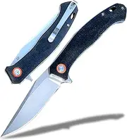 Folding knife-Pocket knife-micarta Handle-D2 steel-Folding Knife for EDC-Everyday Carry Knife for Men Women-Indoor Outdoor Gift (Green) (Black)