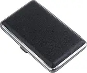[Lorxilar] Cigarette Case Leather King Size Push to Open Holds 20 Capacity 100mm Cigarette Case Metal,One Size,Black
