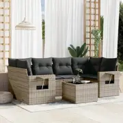 7 Piece Garden Sofa Set Grey Modular Outdoor Furniture Cushions Storage 52257