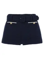 [Self Portrait] Self Portrait-Bouclé Wool Skort Bermuda E Short Blu-Donna 12UK