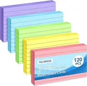 Tecmisse 3x5 Index Cards Colored, 120 PCS Ruled NoteC ards, Lined Flashcards, Colorful Flash Cards for Studying, Heavy Notecards for Office and School