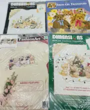 Set of 4 Dimensions Iron-On Transfers 80023 Christmas Kittens Teddies Jungle NOS