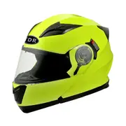 TDR Green Dual Visor Modular Motorcycle Helmet ECE 22.05 Approved Full Face Flip Up Australian Standard Aerodynamic ABS Shell Sun Visor for Men and Women Riding