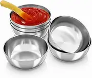 ACOSIY 6 Pack Stainless Steel Dipping Bowls - Small Round Pinch Bowls for Side Dishes, Sushi, Ingredients & Condiments (Silver)