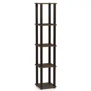 Furinno Turn-N-Tube No Tools Display Shelf 5 Tier Square Tube Walnut/Brown