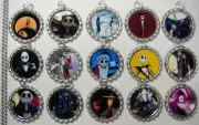 15 Nightmare Before Christmas Flat Bottle Cap Necklaces Set 2