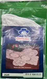Quaker Lace White Lace Doily/Jacquard Design Round 12" Pack of 2~BRAND NEW