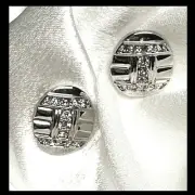 Jackie O Jacqueline Kennedy Oval Art Deco Silver Earrings Camrose & Kross JBK