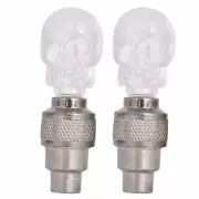 LED Skull Light 2X Yellow Tire Wheels Valve Stem Caps Motorcycle Car Truck Bike