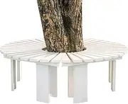 Wood Garden Bench - Outdoor Patio Seat Weatherproof - Wrap Around Tree Benches Porch Chair Furniture, Slatted Lounge Seating for Lawn, Balcony, Yard(Half Round)