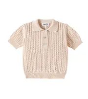 [Molo] Molo Gretel cable-knit cotton polo shirt Y 11/12 beige