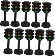 JUMPLAWN 10pcs Traffic Light Model Signals Signs Mini Traffic Glow Traffic Light Decor Traffic Lights Model Lamp Attention Roads Traffic Sign Solar Traffic LED Black Abs